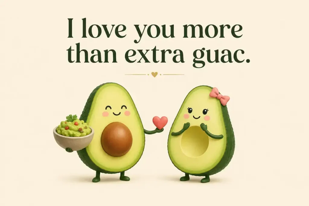 romantic avocado puns captions